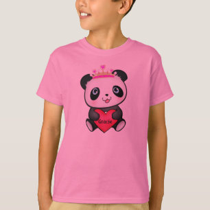 Pink Panda Princess T-shirt for Girls Gift Present