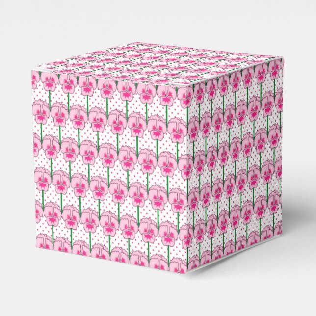 Pink pansies - retro wallpaper pattern favor box (Front Side)