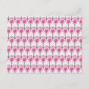Pink pansies - retro wallpaper pattern postcard