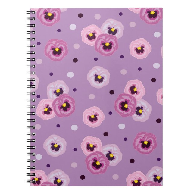 Pink pansies, seamless pattern notebook (Front)
