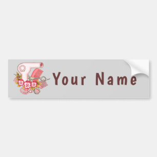 Pink Pansy Beautician custom name  Bumper Sticker