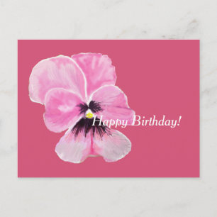 Pink Pansy Birthday Card