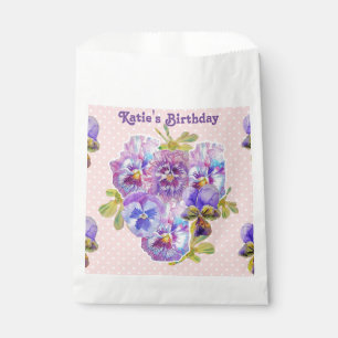 Pink Pansy spot Flowers floral Party Favor Bags
