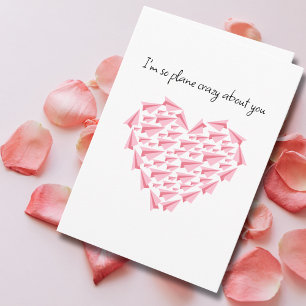 Pink Paper Airplane Heart Romantic Valentine’s Day Card