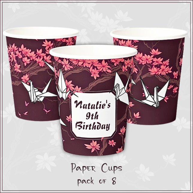 Pink Paper Crane Origami Cherry Blossom Cups (Creator Uploaded)
