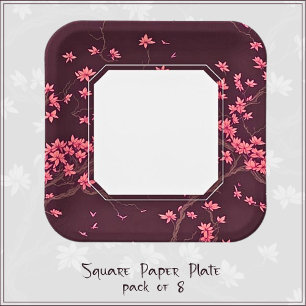 Pink Paper Crane Origami Cherry Blossom Plate