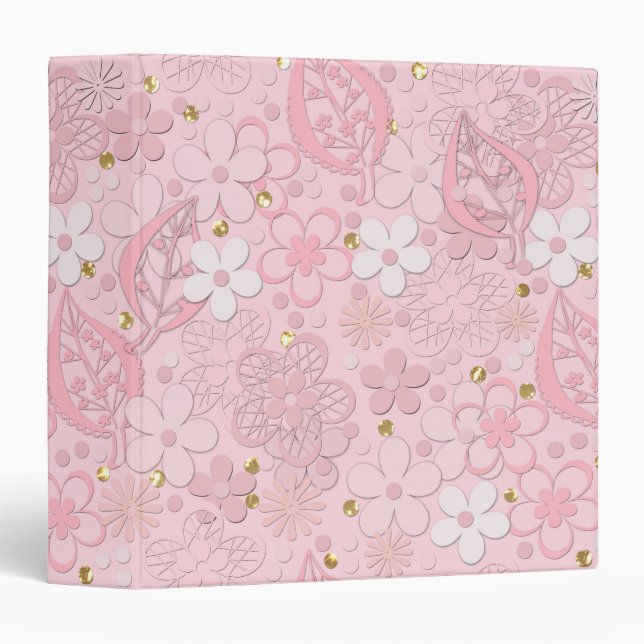 Pink paper flowers binder (Front/Spine)