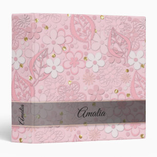 Pink paper flowers binder