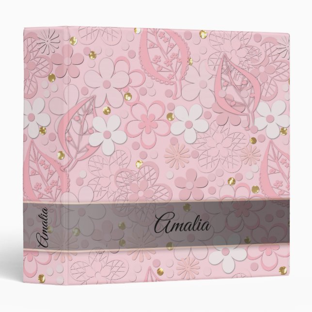 Pink paper flowers binder (Front/Spine)