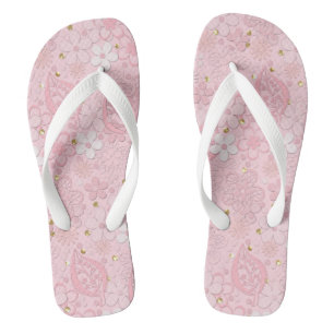 Pink paper flowers flip flops
