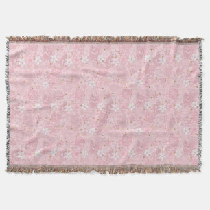 Pink paper flowers throw blanket