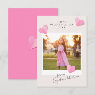 Pink Paper Hearts Photo Love Happy Valentine's Day Card
