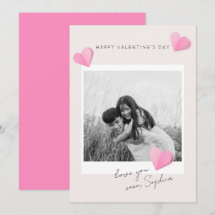Pink Paper Hearts Photo Love XOXO Valentine's Day Holiday Card