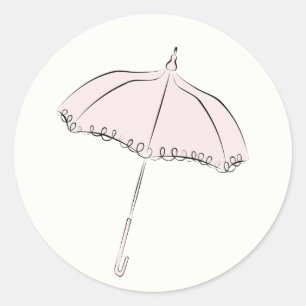 Pink Parasol Classic Round Sticker