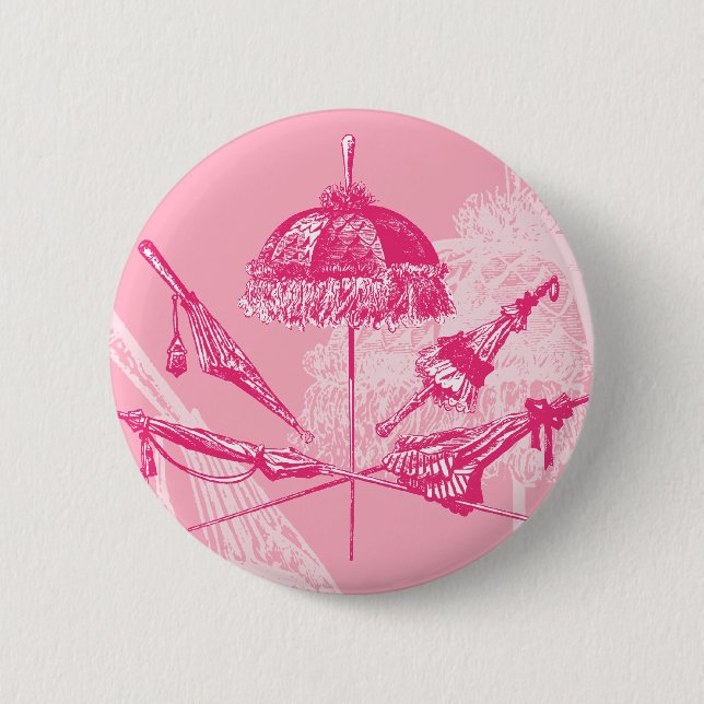 Pink Parasols 2 Inch Round Button (Front)