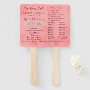 Pink Parchment floral Hand Fan