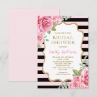 Pink Paris Bridal Shower Watercolor Roses Wedding