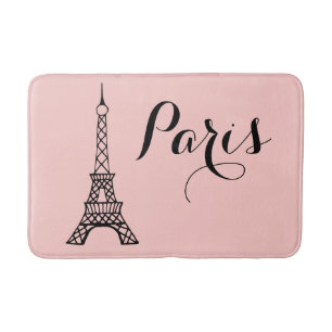 Pink Paris Eiffel Tower Bath Mat Bathroom Rug