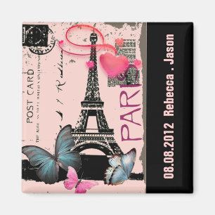 pink paris eiffel tower destination wedding magnet