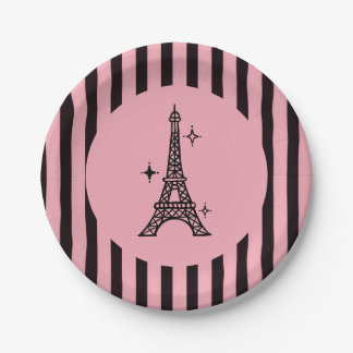 Pink Paris Eiffel Tower Party Plates