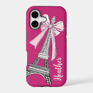 Pink Paris Eiffel Tower Personalized iPhone Case