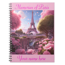 Pink Paris Eiffel Tower Spiral Photo Notebook