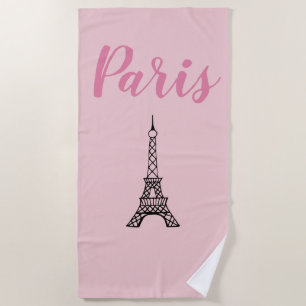 Pink Paris Eiffel Tower Summer Pool Beach Towel