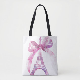 Pink Paris Eiffel Tower Tote Bag