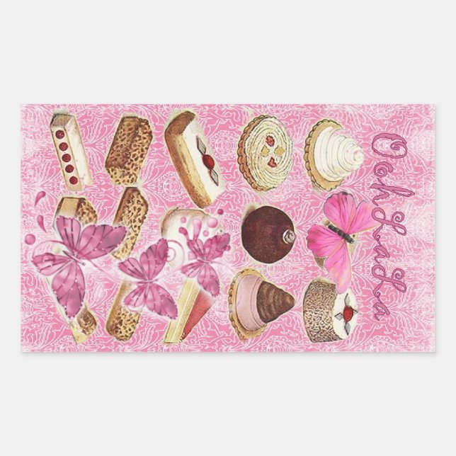 pink Paris french pastry cupcake cookies Sticker (Front)