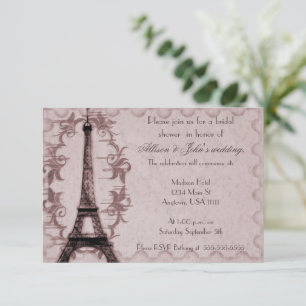 Pink Paris Grunge Bridal Shower Invitation