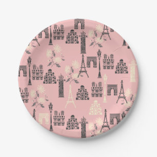 Pink Paris Paper Plates