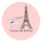 PINK PARIS POODLE 3-inch Favour Stickers