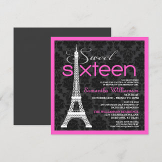 Pink Paris Sweet 16 Invitations