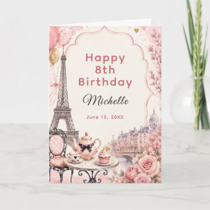 Pink Paris Tea Party Birthday Card