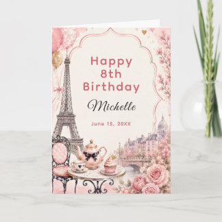 Pink Paris Tea Party Birthday Card