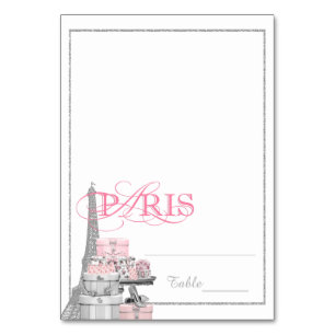 Pink Paris Tented Escort Cards