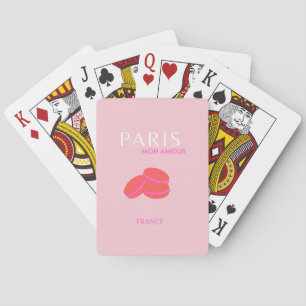 Pink Paris Travel Art Preppy Macarons Playing Cards