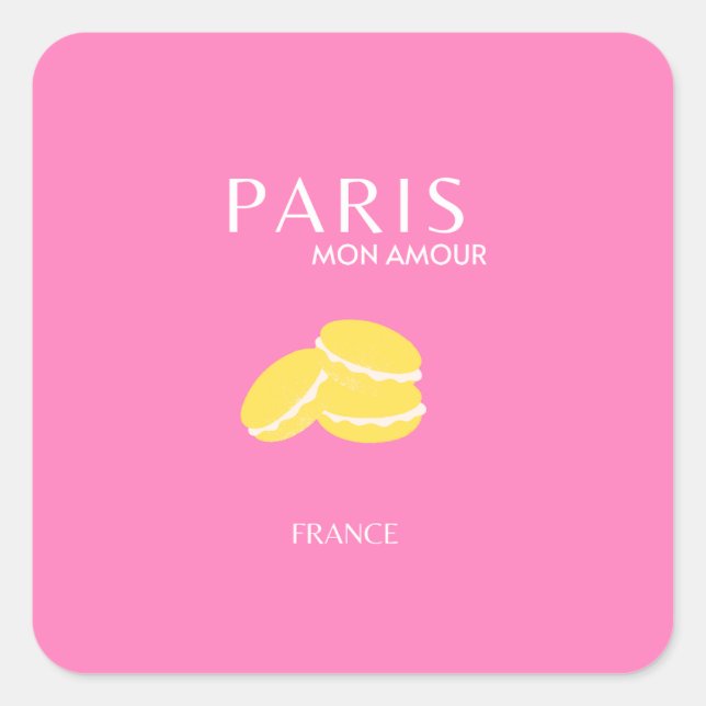 Pink Paris Travel Art Retro Art Preppy Art Decor  Square Sticker (Front)