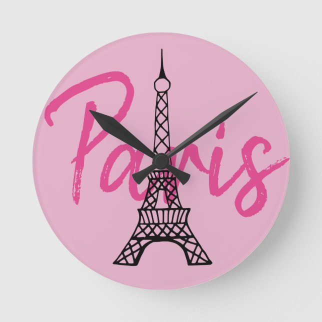 Pink Paris Wall Clock (Front)