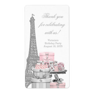 Pink Paris Wine Bottle Labels