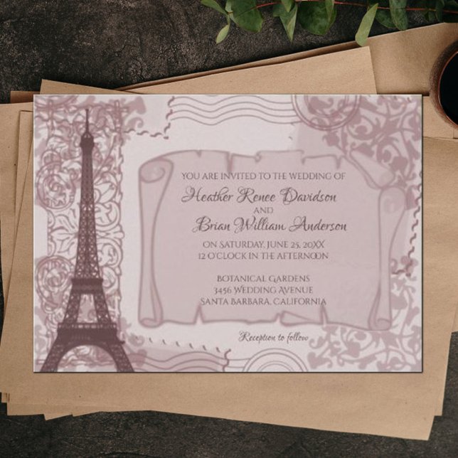 Pink Parisian Wedding Invitation (Pink Parisian Wedding Invitation)