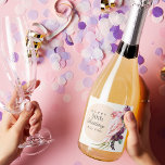 Pink Parrot Boho Tropical 50th Birthday<br><div class="desc">Add a memorable personal touch to a 50th birthday celebration with these custom champagne labels. The theme is boho tropical floral and is fabulous! A pale rose beige round frame surrounds the text along with a beautiful pink parrot sitting atop a bouquet of tropical floral elements that include purple protea...</div>