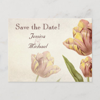 Pink Parrot Tulip Save the Date Postcard