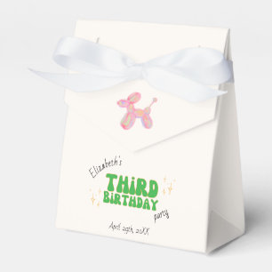 Pink Party Balloon Animal 3rd Birthday Party Favor Box