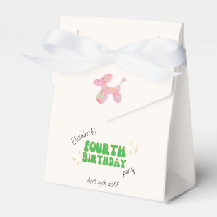 Pink Party Balloon Animal 4th Birthday Party Favor Box