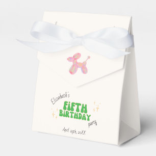 Pink Party Balloon Animal 5th Birthday Party Favor Box