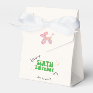Pink Party Balloon Animal 6th Birthday Party Favor Box