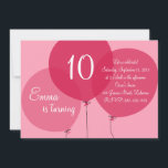 Pink Party Balloons Kids Birthday Invitation<br><div class="desc">illustrations of three pink party balloons. This fun and modern birthday invitation is perfect for kids birthdays.</div>