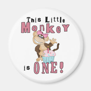 Pink Party  Monkey 1st Birthday Tshirts and Gifts Magnet