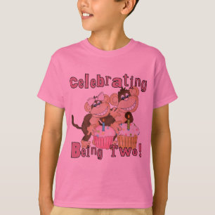 Pink Party Monkey 2e Anniversaire Tshirts et cadea